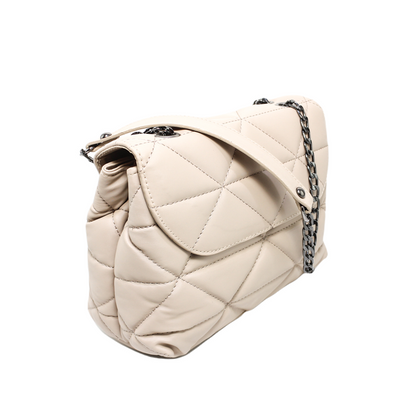 Faux Leather Elegant Handbags - Beige