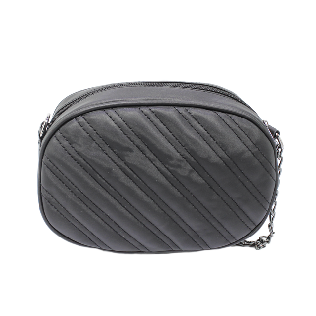 Faux Leather Cross Bag  - Black