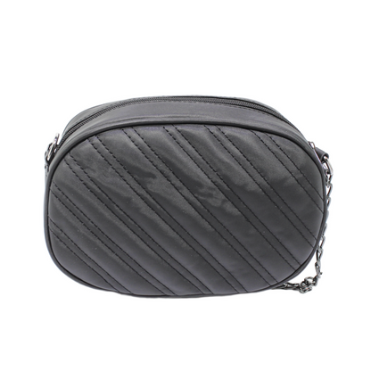 Faux Leather Cross Bag  - Black