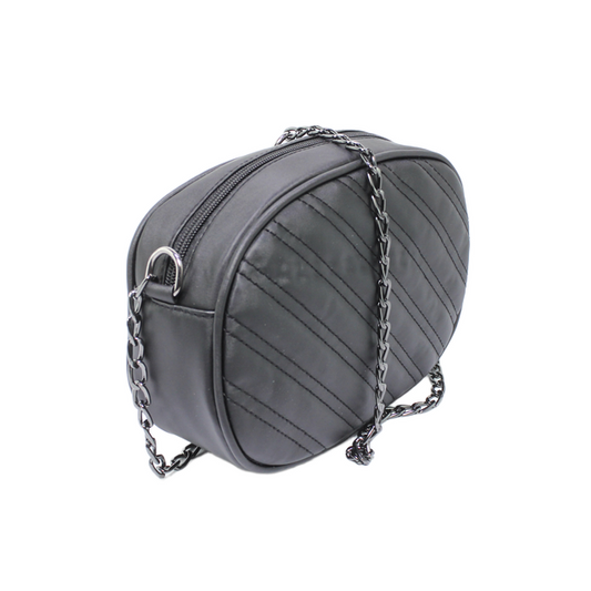 Faux Leather Cross Bag  - Black