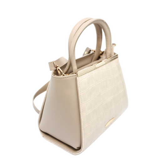 Hand bag With Cross Strap - Beige