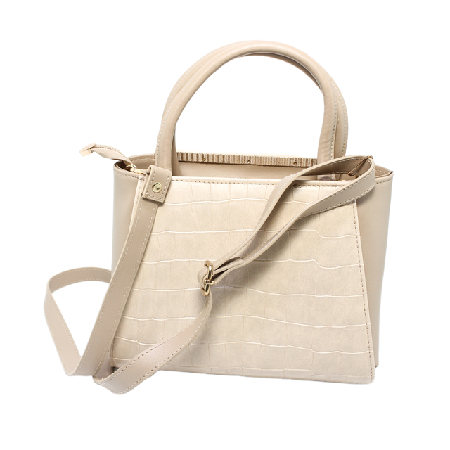 Hand bag With Cross Strap - Beige