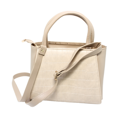 Hand bag With Cross Strap - Beige