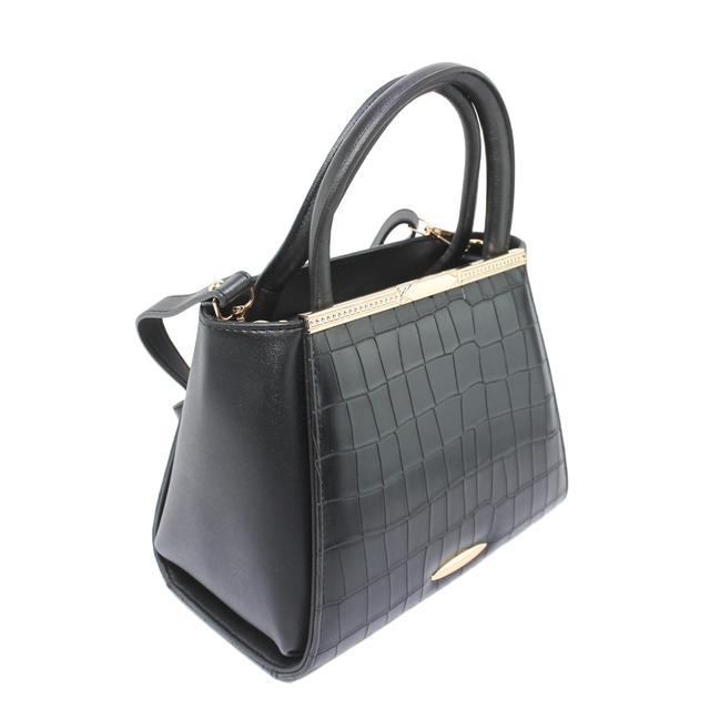 Hand bag With Cross Strap - Black