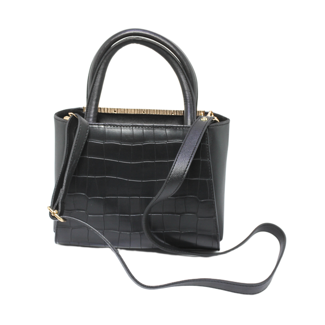 Hand bag With Cross Strap - Black