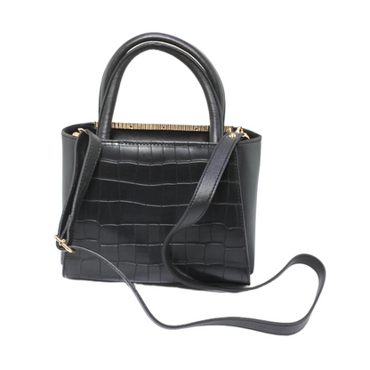 Hand bag With Cross Strap - Black