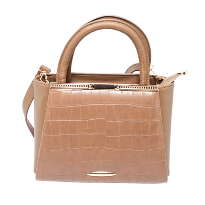 Hand bag With Cross Strap - Light Brown