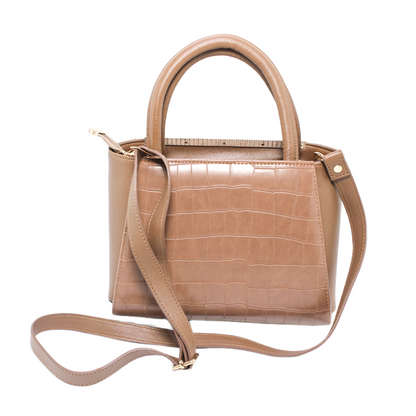 Hand bag With Cross Strap - Light Brown