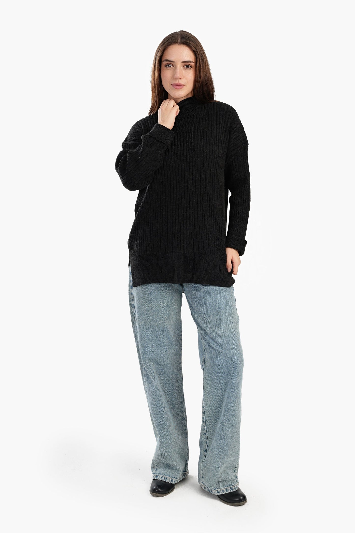 Relaxed Fit Ribbed Pullover