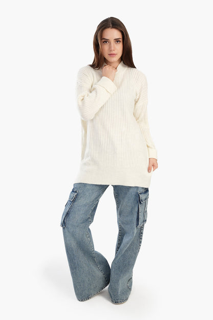 Relaxed Fit Ribbed Pullover