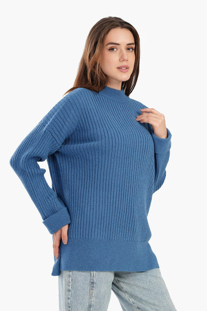 Relaxed Fit Ribbed Pullover