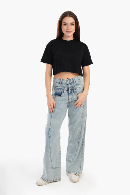 Trendy Cropped Half-Sleeve Top