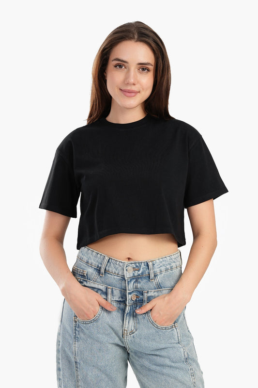 Trendy Cropped Half-Sleeve Top