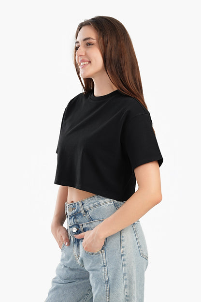 Trendy Cropped Half-Sleeve Top