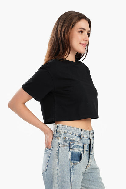 Trendy Cropped Half-Sleeve Top