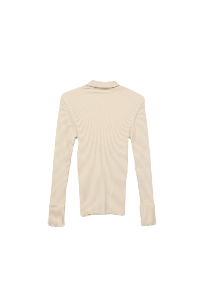 Polyamide Ribbed Turtleneck Pullover – Off White