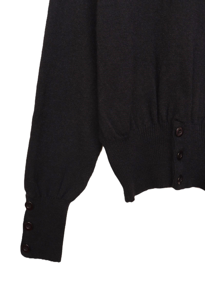Polyamide Solid Button Detail Pullover – Black