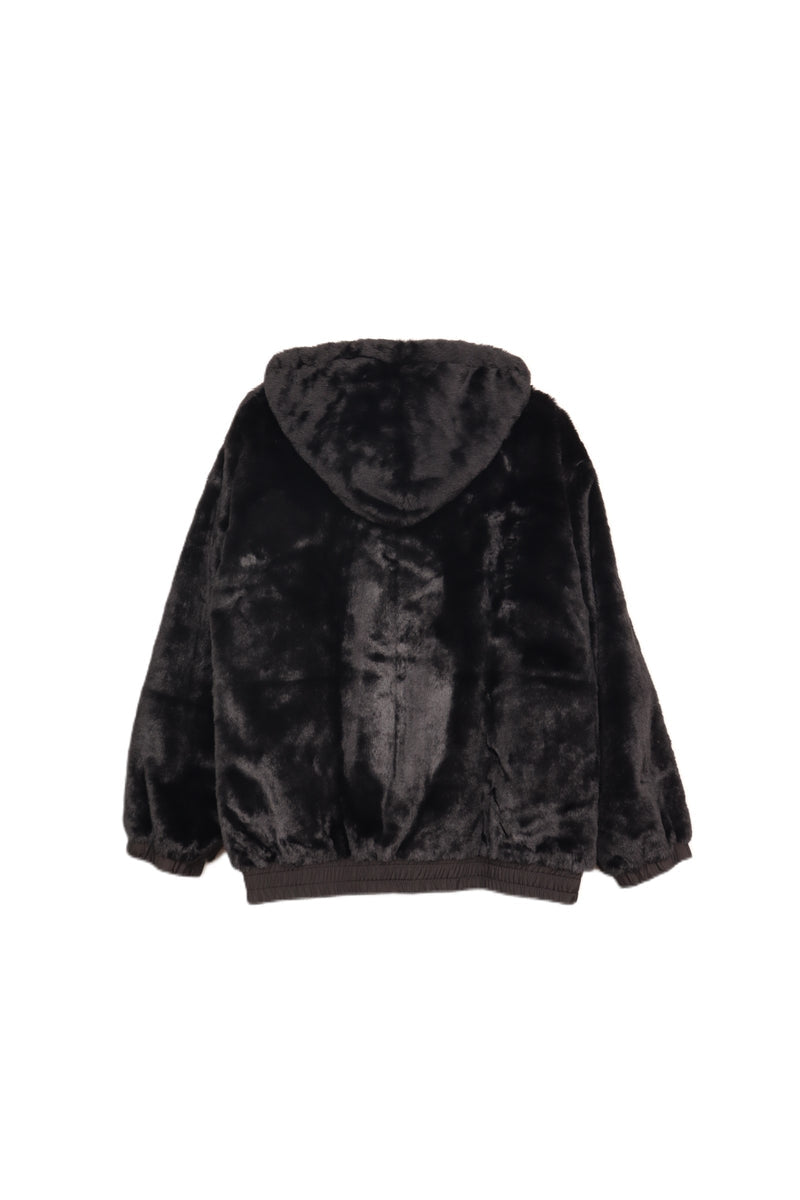 Faux Fur Cozy Hooded Jacket – Black