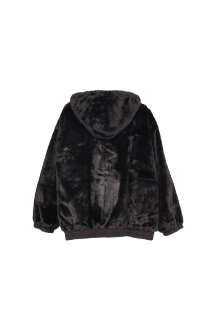 Faux Fur Cozy Hooded Jacket – Black