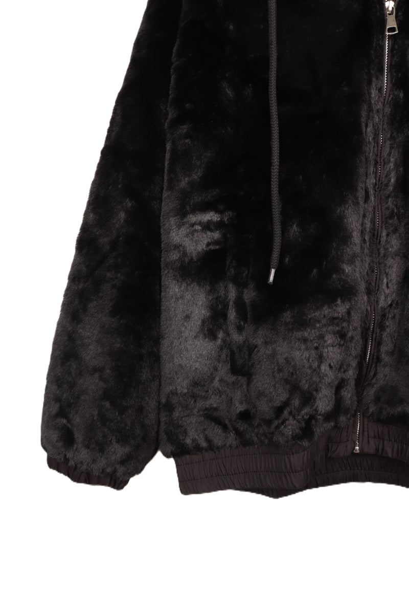 Faux Fur Cozy Hooded Jacket – Black