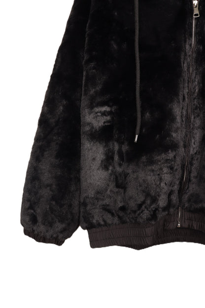 Faux Fur Cozy Hooded Jacket – Black