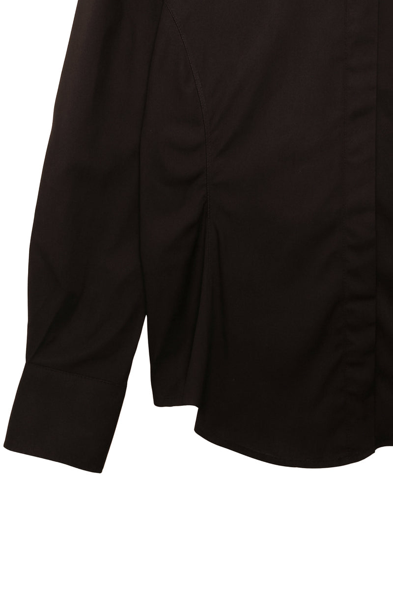 Cotton Solid Asymmetrical Hem Shirt – Black