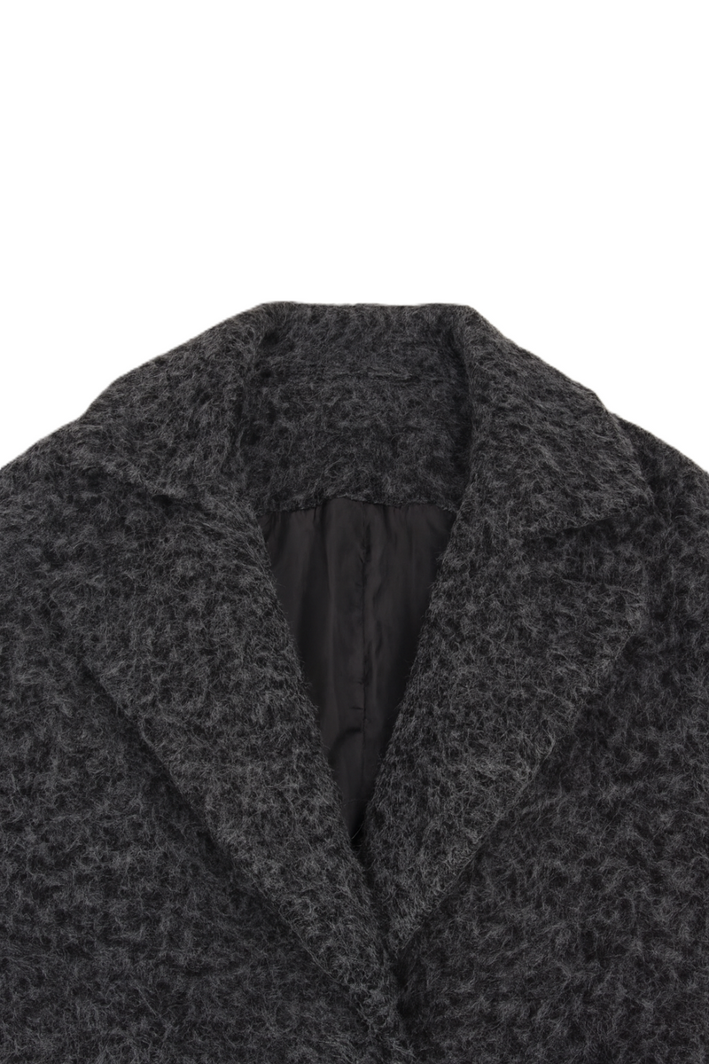 French Terry Coat with Notch Collar – Grey