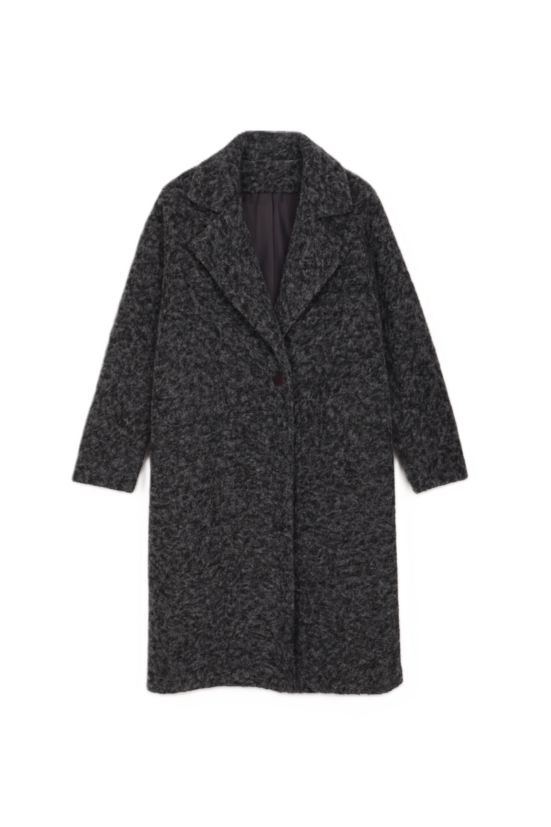 French Terry Coat with Notch Collar – Grey