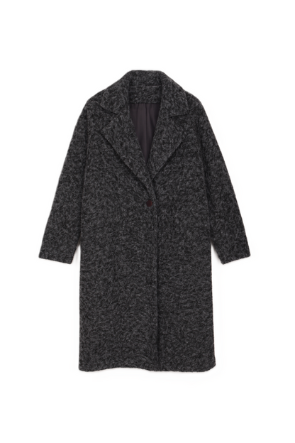 French Terry Coat with Notch Collar – Grey
