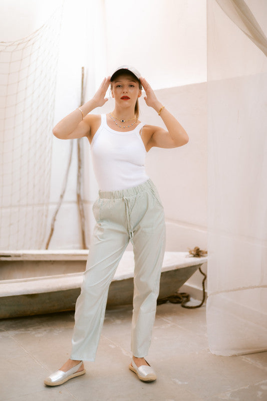 Dacron Striped Pants – Olive