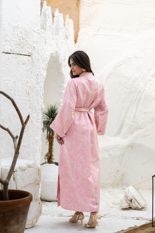 Brocade Floral Kimono – Pink