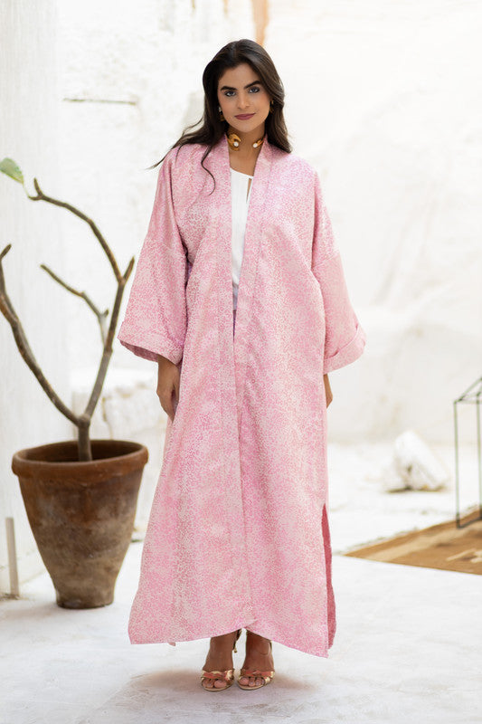 Brocade Floral Kimono – Pink