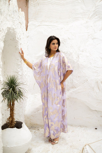 Indian Chiffon Embroidered Kimono - Lilac