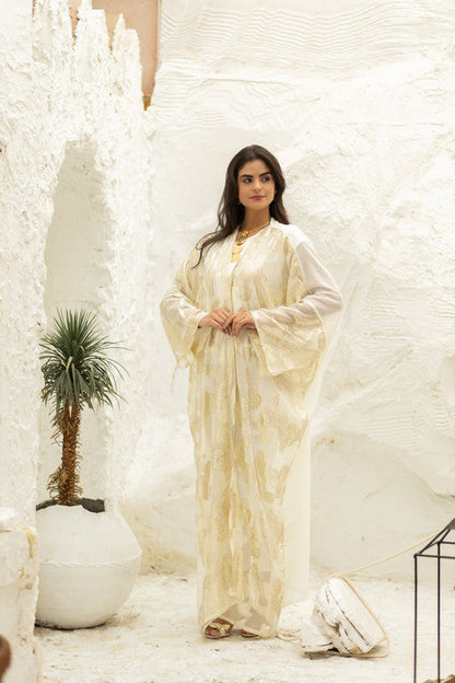 Indian Chiffon Embroidered Kimono – Off-White