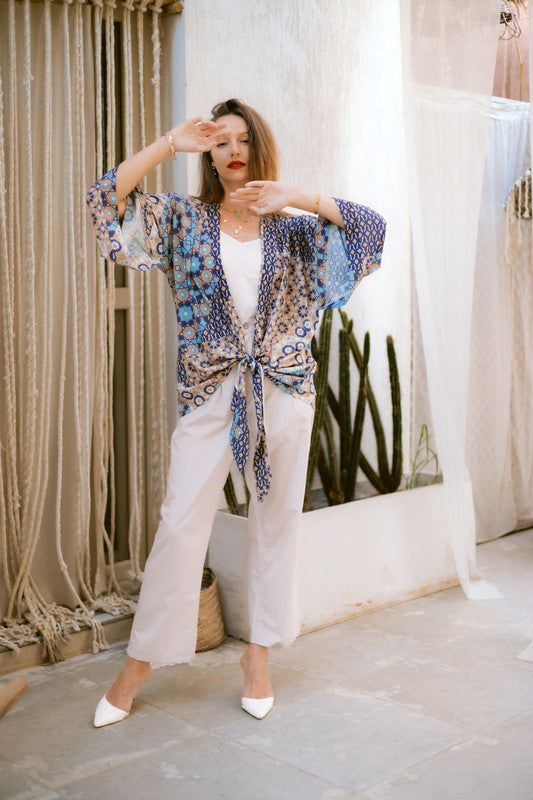 Light Woven Fabric Plain Straight Pants – Beige