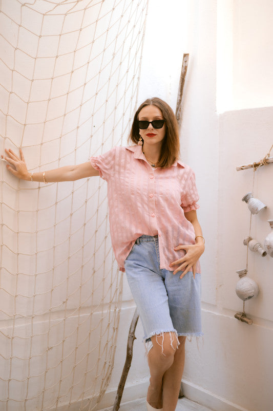 CY Textured Blouse – Pink
