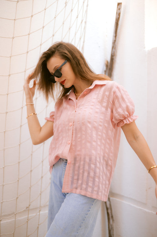 CY Textured Blouse – Pink