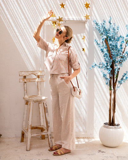 Linen Crude pants - Beige