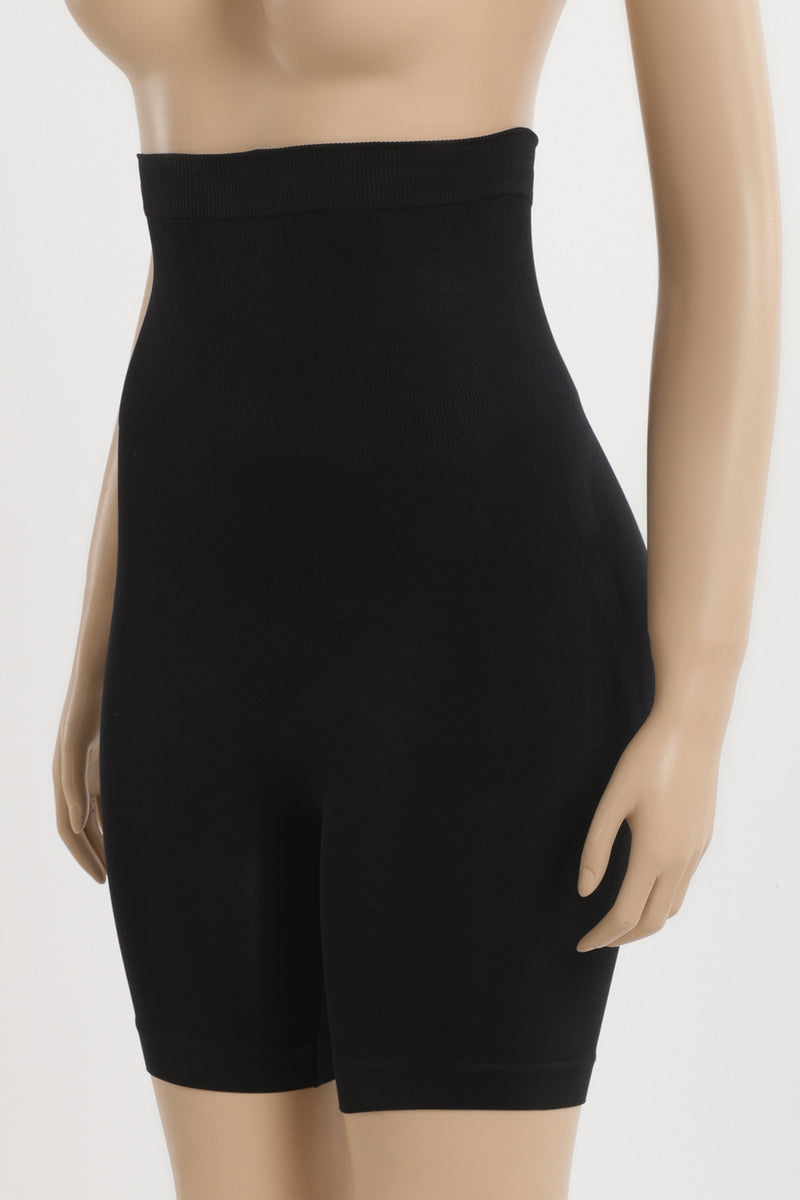 Polyamide Blend Plain High Waist Thigh Slimmers – Black