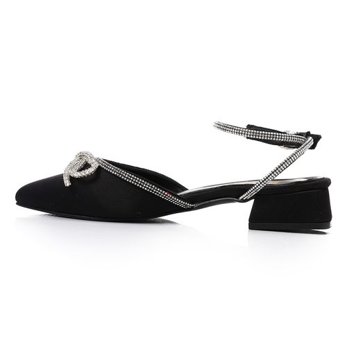 Faux Suede Glamour Bow Shoes - Black