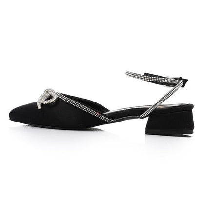 Faux Suede Glamour Bow Shoes - Black