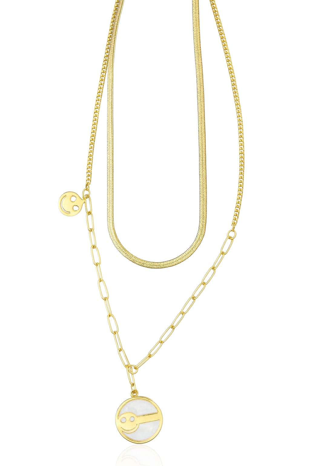 Stainless Steel Layered Key Pendant Necklace – Gold