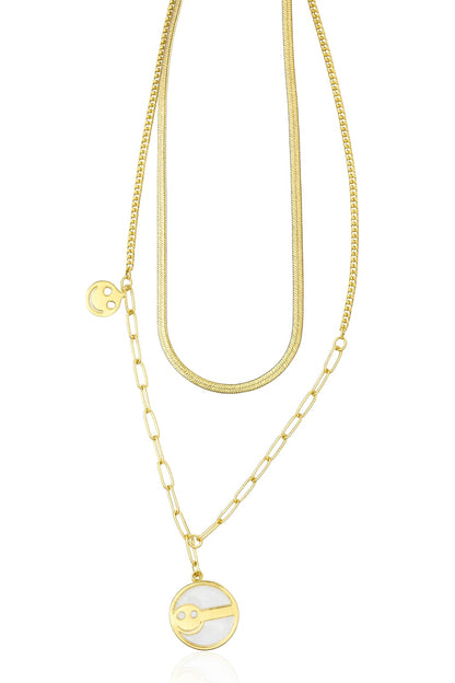 Stainless Steel Layered Key Pendant Necklace – Gold