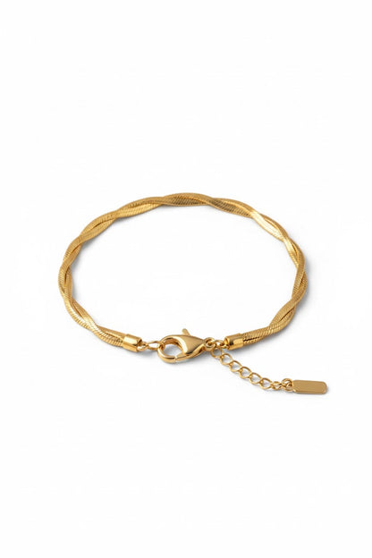 Stainless Steel Twisted Flat Chain Bracelet – Gold