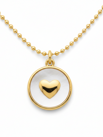 Stainless Steel Circular Heart Pendant Necklace – Gold