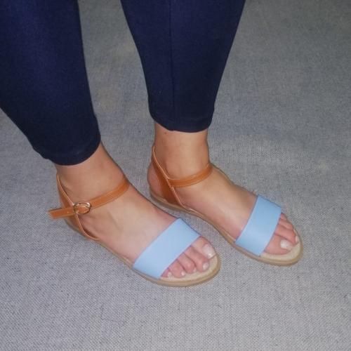 Faux Leather Ankle Strap Sandals