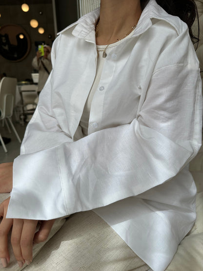 Linen Plain Shirt – White