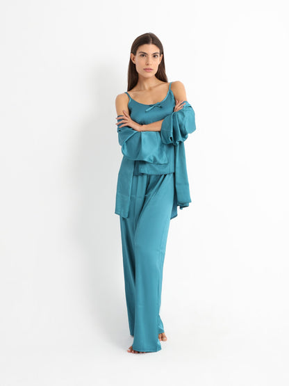 Royal Satin Pajama Set - Green