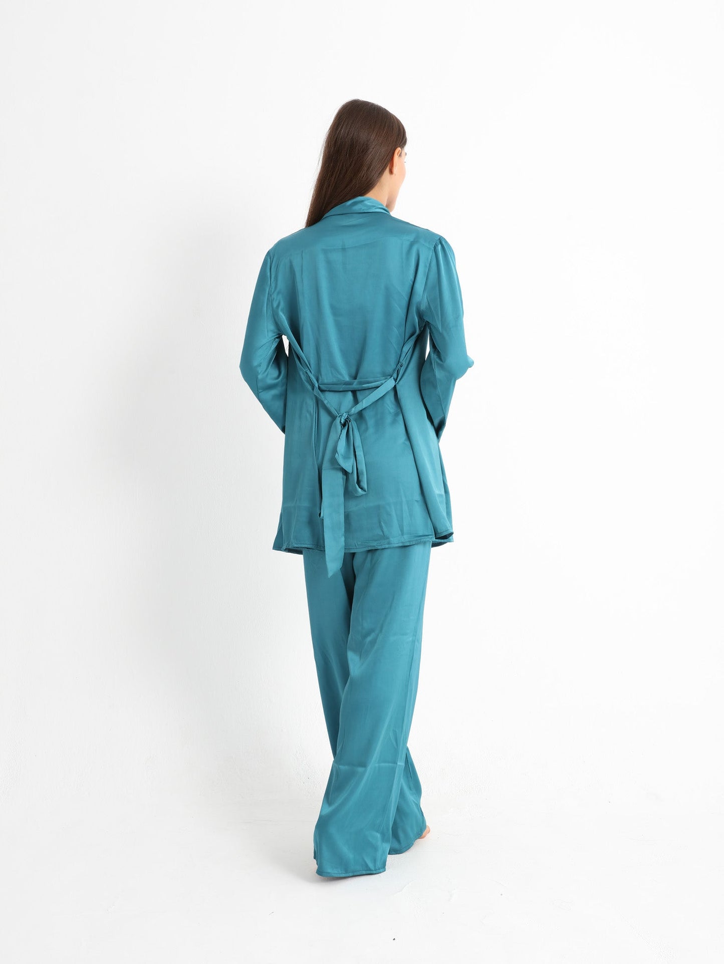 Royal Satin Pajama Set - Green