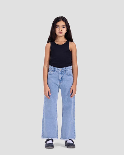 Denim Wide-Leg Jeans – Light Blue
